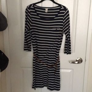 Striped Navy dress with belt